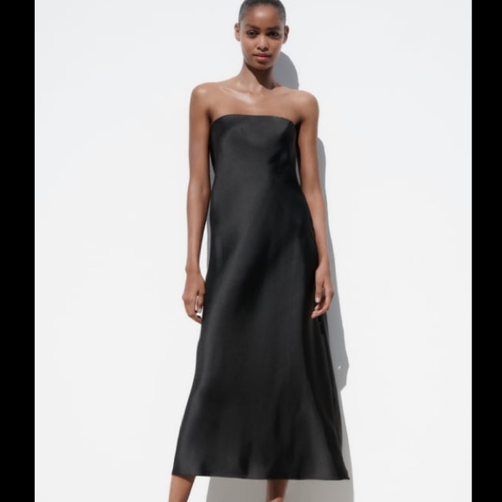 ZARA Satin Effect Dress in Black